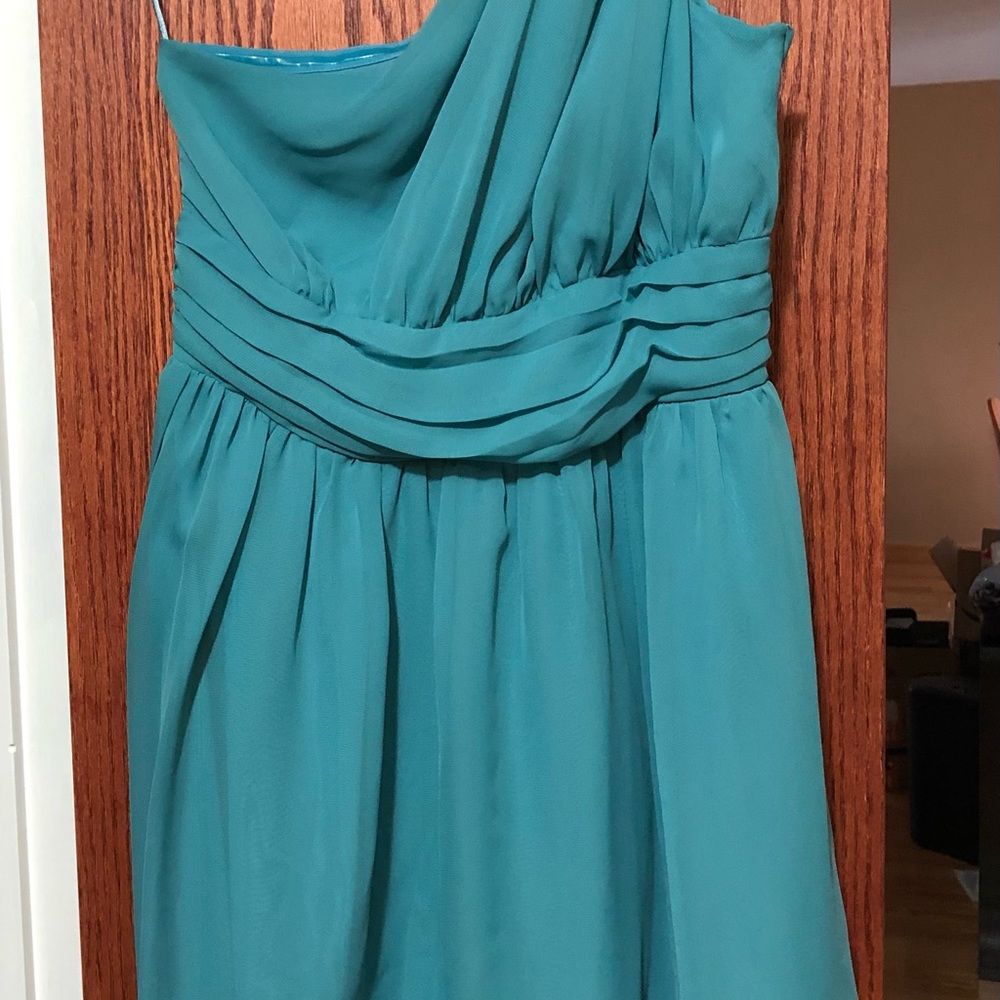 Tevolio blue one shoulder bridesmaid dress